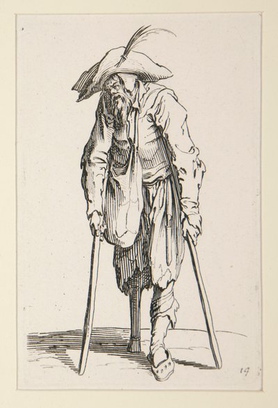 Bettler mit Holzbein, aus Die Bettler (Le mendiant à la jambe de bois) von Jacques Callot