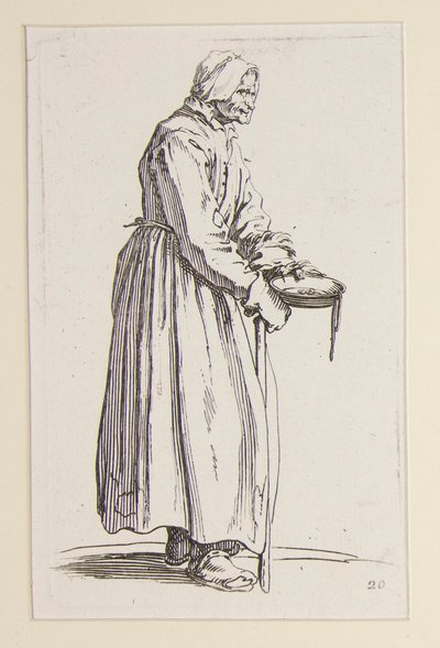 Bettlerin, die eine Schale trägt, aus Die Bettler (La mendiante à la sébille) von Jacques Callot
