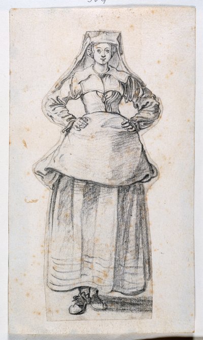 Bürgerinnen in verschiedenen Haltungen, aus dem Druckalbum 21, Nummer 304 von Jacques Callot