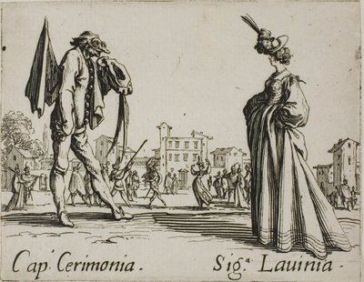 Capitano Cerimonia - Signora Lavinia, Platte 3 aus Balli di Sfessania von Jacques Callot