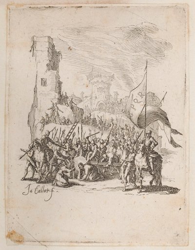 Christus trägt das Kreuz, Nr. 10 von 11 aus La Petite Passion von Jacques Callot