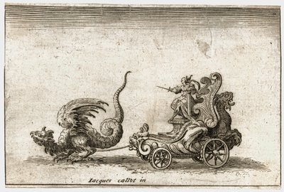 Kampf an der Barriere: Ein von einem Drachen gezogener Streitwagen von Jacques Callot