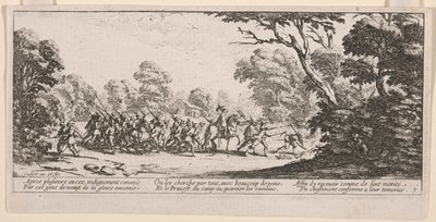 Entdeckung der Übeltäter, Illustration aus Les Grandes misères de la guerre von Jacques Callot