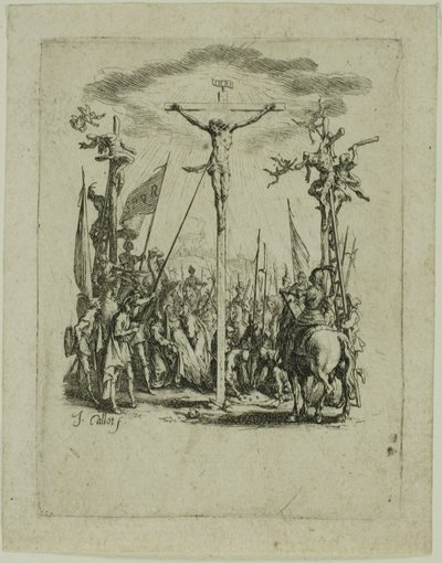 Jesus wird mit einer Lanze durchbohrt, aus Die Kleine Passion von Jacques Callot