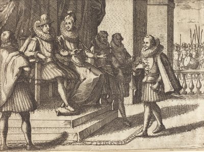 König und Königin beraten über die Türken (recto) von Jacques Callot