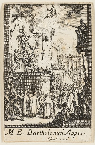 Martyrium des Heiligen Bartholomäus, Platte neun aus Die Martyrien der Apostel von Jacques Callot
