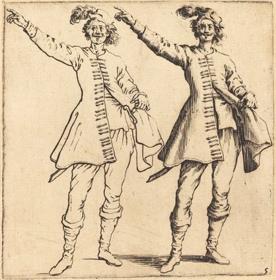 Offizier, mit ausgestrecktem Arm, Vorderansicht von Jacques Callot