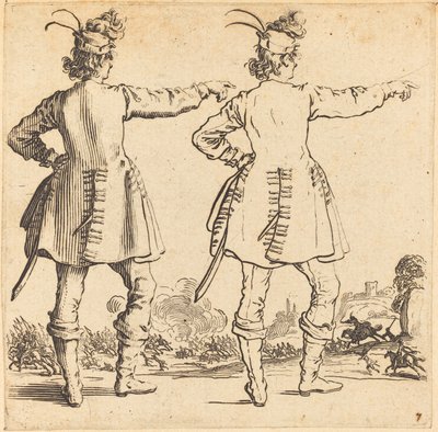 Offizier mit Federn im Hut, von hinten gesehen, 1617 und 1621 von Jacques Callot