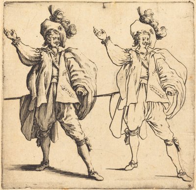 Offizier mit großer Feder, Vorderansicht von Jacques Callot