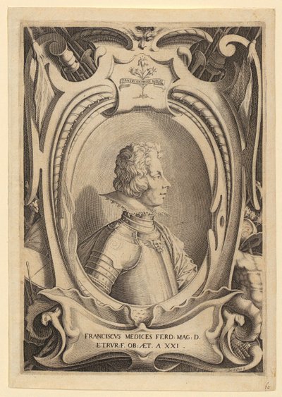 Porträt von Francesco de’ Medici, Blatt 2 der Folge "Kupferstiche ausgeführt anlässlich der Beisetzung von Francesco de