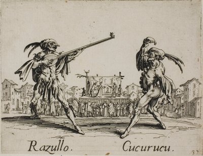Razullo - Cucurucu, Platte 19 aus Balli di Sfessania von Jacques Callot
