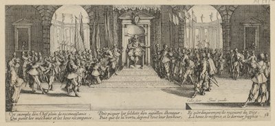 Soldvergabe, Blatt 18 der Folge "Grauen des Krieges" von Jacques Callot