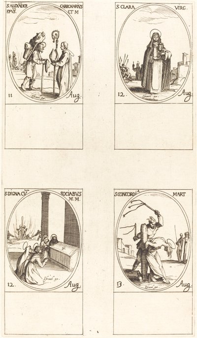 St. Alexander Carbonarius; St. Klara; St. Digna und Gefährten; St. Concordia von Jacques Callot