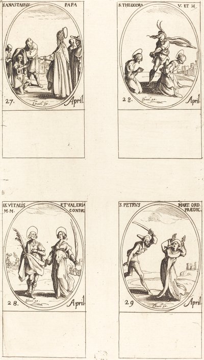 St. Anastasius; St. Theodora; Sts. Vitalis und Valeria; St. Peter Märtyrer von Jacques Callot