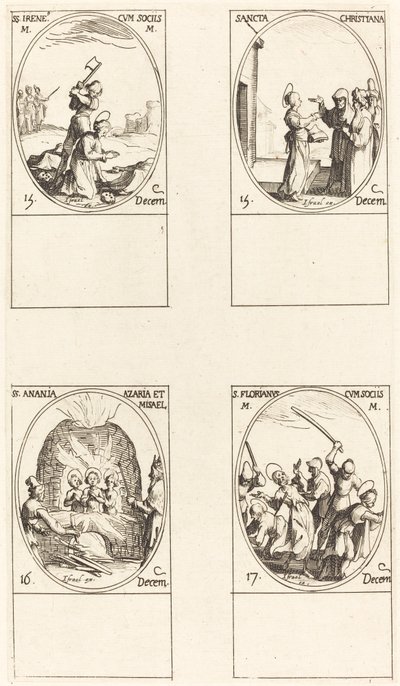 St. Bibiana; St. Birinus; St. Barbara; St. Sabbas von Jacques Callot