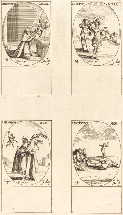 St. Bonaventura, St. Justus, St. Heinrich, Kaiser, St. Antiochus von Jacques Callot