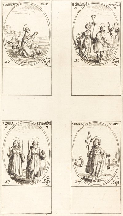 St. Calistratus; Sts. Cyprian und Justina; Sts. Comus und Damian; St. Elzear, Graf von Jacques Callot