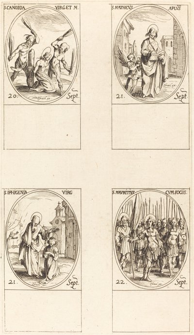 St. Canida; St. Matthäus; St. Ipigenia; St. Mauritius und Gefährten von Jacques Callot
