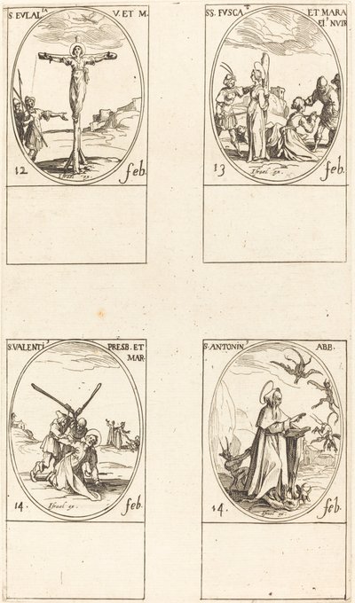 St. Eulalia; St. Fusca und Maura; St. Valentin; St. Antonius von Jacques Callot
