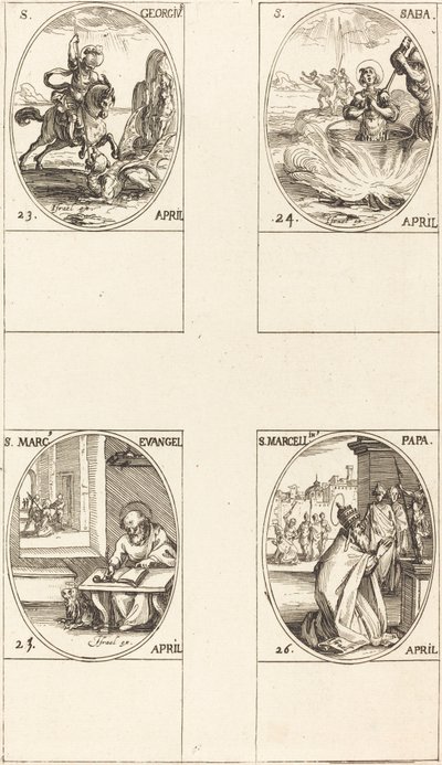 St. Georg; St. Sabas; St. Markus, Evangelist; St. Marcellin von Jacques Callot