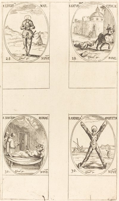 St. Liverius; St. Saturninus; St. T(I?)oscion; St. Andreas von Jacques Callot