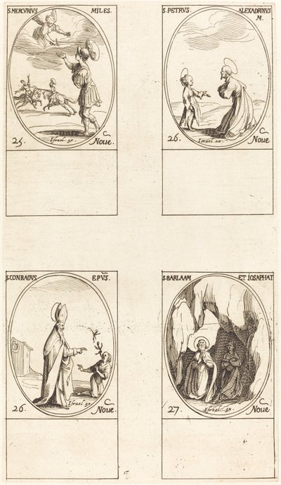 St. Merkur; St. Peter von Alexandria; St. Konrad; Sts. Barlaam und Josaphat von Jacques Callot