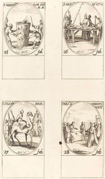 St. Nicephorus; St. Nestor; St. Julian; Überführung des heiligen Augustinus von Jacques Callot