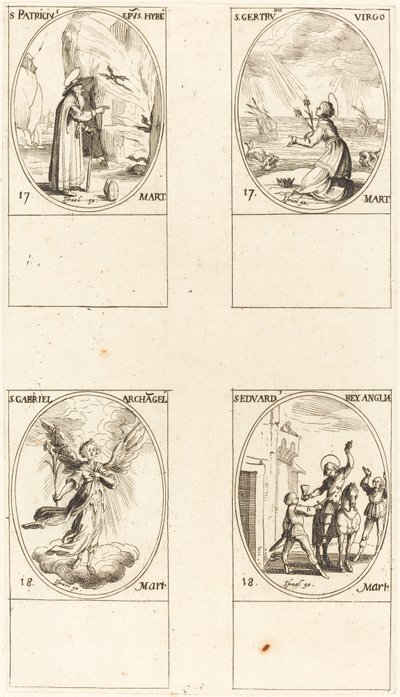 St. Patrick; St. Gertrude; Erzengel Gabriel; St. Edward von Jacques Callot