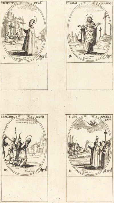 St. Perpetuus; St. Maria von Kleophas; St. Ezechiel; St. Leo der Große von Jacques Callot