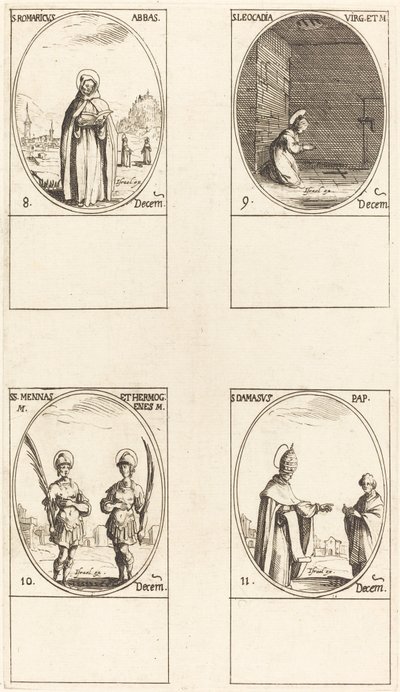 St. Romaricus; St. Leocadia; Sts. Mennas und Hermogenes; St. Damasus von Jacques Callot