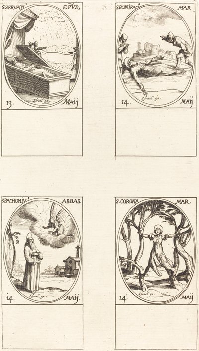 St. Servatius; St. Bonifatius; St. Pachomius; St. Corona von Jacques Callot