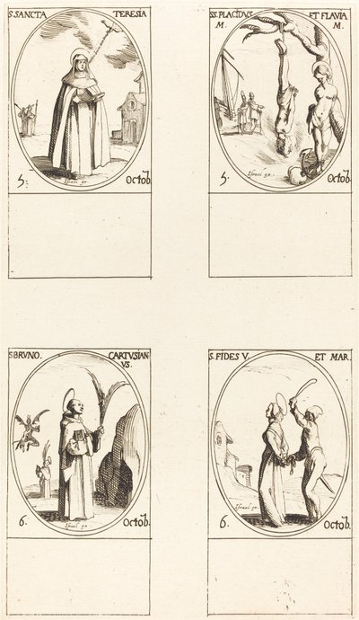 St. Theresa; St. Placidus und Flavia; St. Bruno; St. Faith von Jacques Callot