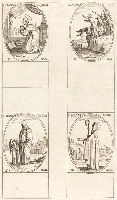 St. Thomas von Aquin; St. Adrian und Gefährten; St. Frances; St. Macari von Jacques Callot