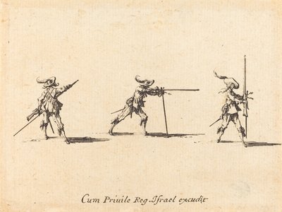 Einnehmen der Schussposition mit dem Musket, 1634-1635 von Jacques Callot