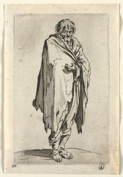 Die Bettler: Bettler ohne Hut oder Schuhe von Jacques Callot