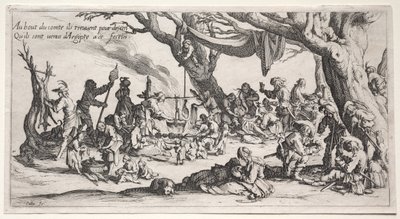 Die Bohemiens: Der Rastplatz: Das Fest der Bohemiens, um 1621-1625 von Jacques Callot