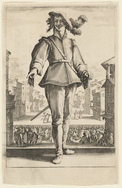 Der Kapitän oder Der Liebhaber, aus Drei italienische Komödianten von Jacques Callot