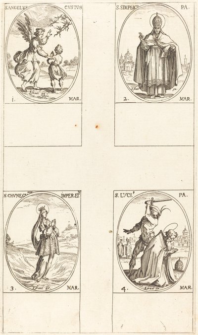 Der Schutzengel, St. Simplici, St. Kunigunde, St. Luci von Jacques Callot