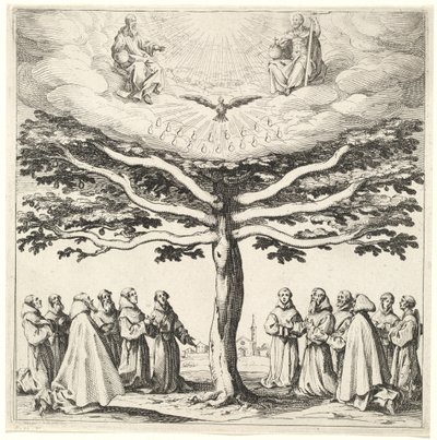 Die Heilige Dreifaltigkeit im Baum des Lebens, verehrt von Franziskanern von Jacques Callot