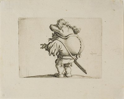 Der dickbäuchige Mann, verziert mit einer Knopfreihe, aus Varie Figure Gobbi von Jacques Callot