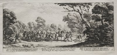 Die Leiden des Krieges: Verhaftung von Übeltätern, 1633 von Jacques Callot