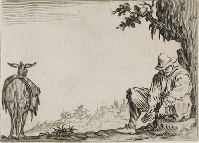 Der Bauer zieht seine Schuhe aus, aus Die Capricen von Jacques Callot