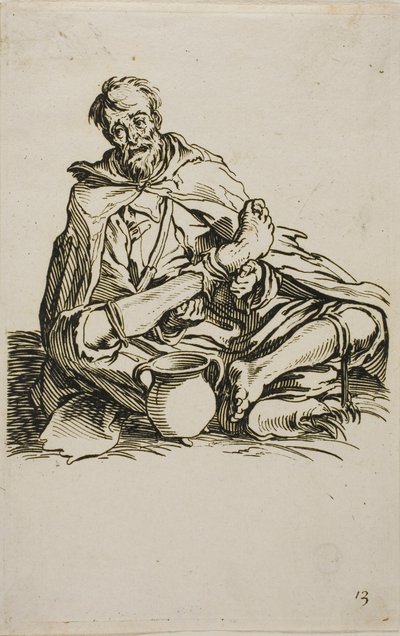 Der Kränkliche, Platte dreizehn aus Die Bettler von Jacques Callot
