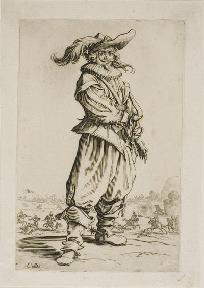 Der Soldat mit dem Federhut, Platte drei aus La Noblesse von Jacques Callot