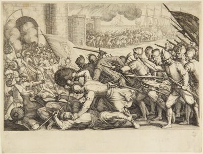 Die Truppen erzwingen das Tor einer Stadt von Jacques Callot