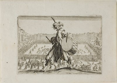 Ansicht der Piazza S. Croce mit Fußballspiel, aus Die Launen von Jacques Callot
