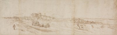 Ansicht des Castello Bracciano, nahe Rom mit Kutsche und Figuren von Jacques Callot