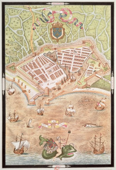 Faksimile eines Plans von Le Havre im Jahr 1583, aus 