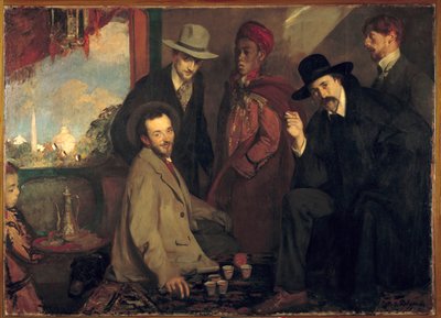 Andre Gide und seine Freunde im Cafe Maure der Weltausstellung von 1900 von Jacques Emile Blanche