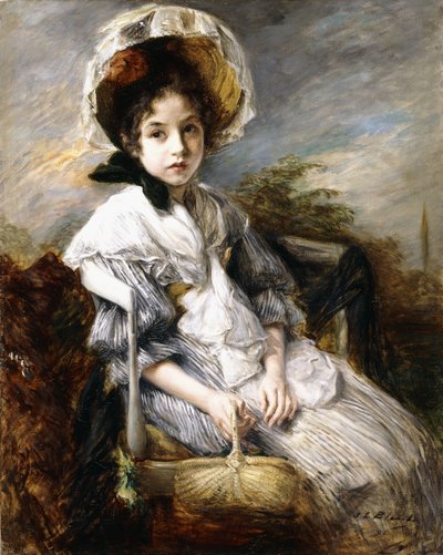 Porträt eines jungen Mädchens, das in einer Landschaft sitzt von Jacques Emile Blanche
